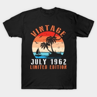 Vintage July 1962 Limited Edition Happy Birthday Papa Dad Mom Brother Sister Cousin Son 58 Years Old T-Shirt